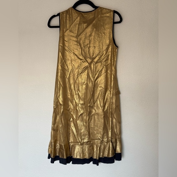 Juicy Coutour Gold Hammered Silk Dress Size 4 Retails $268 - Picture 2 of 5